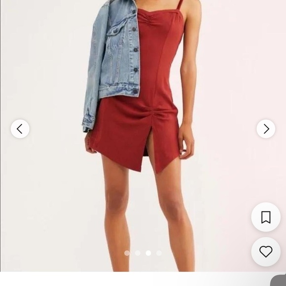Free People Monroe Mini Dress Wine Red Color With Slit - Picture 9 of 10